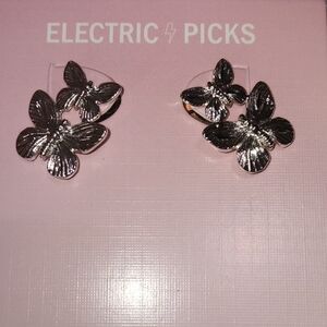 Electric Picks Silver Butterfly Earrings